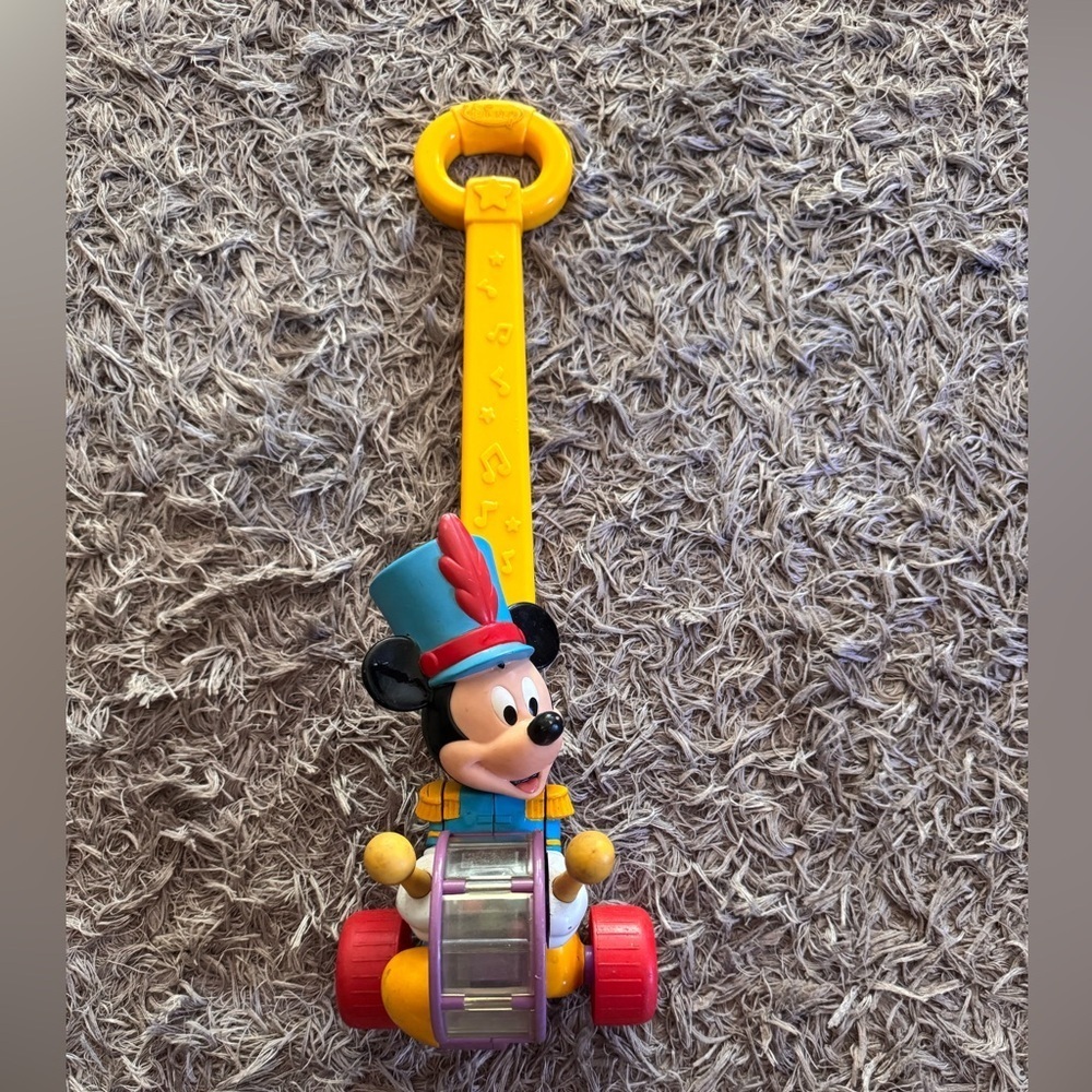Mickey Mouse Vintage Disney Popping Drummer Push Toy - Rare